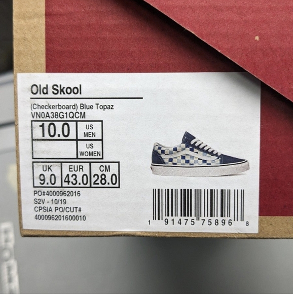 Rare EUC Vans Old Skool Blue Topaz Checkered Canvas Skate Shoes - Size 10 - Picture 8 of 8